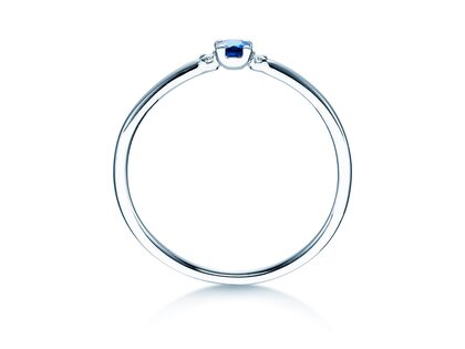 Anillo de compromiso  en 9K oro blanco con zafiro 0,08ct y diamantes 0,02ct
