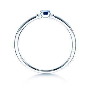 Anillo de compromiso  en 9K oro blanco con zafiro 0,08ct y diamantes 0,02ct