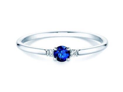 Anillo de compromiso Vivid Petite en 14K oro blanco con zafiro 0,16ct y diamantes 0,04ct