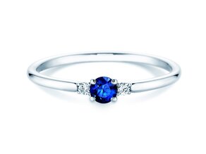 Anillo de compromiso Vivid Petite en 14K oro blanco con zafiro 0,16ct y diamantes 0,04ct