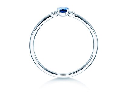 Anillo de compromiso Vivid Petite en 14K oro blanco con zafiro 0,16ct y diamantes 0,04ct