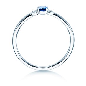 Anillo de compromiso Vivid Petite en 14K oro blanco con zafiro 0,16ct y diamantes 0,04ct