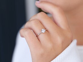 Anillo de compromiso Classic 6 en 14K oro blanco con diamante de laboratorio 0,75ct E/VS