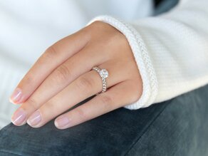 Anillo de compromiso Classic Beads en 14K oro blanco con diamante de laboratorio 1,00ct E/VS