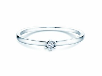 Anillo de compromiso Classic Petite en 14K oro blanco con diamante 0,05ct