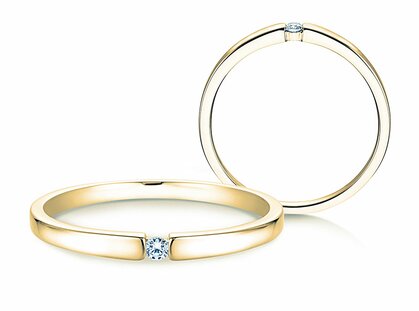 Anillo de compromiso Infinity Petite en 14K oro amarillo con diamante 0,03ct