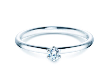 Anillo de compromiso Classic 6 en 18K oro blanco con diamante 0,10ct