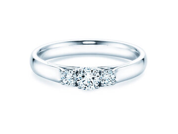 Anillo de compromiso 3 Stones en 14K oro blanco con diamantes 0,11ct