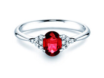 Anillo de compromiso Glory en 14K oro blanco con rubí 1,00ct y diamantes 0,12ct