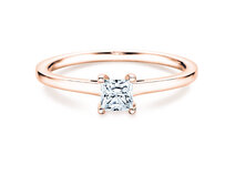 Anillo de compromiso Princess en 14K oro rosa con diamante 0,50ct G/SI