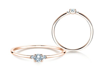 Anillo de compromiso Glory Petite Diamant en 14K oro rosa con diamantes 0,10ct G/SI