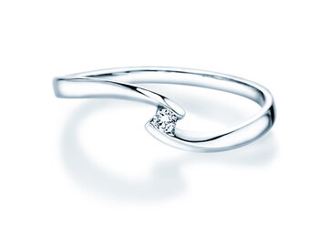Anillo de compromiso Twist Petite en 14K oro blanco con diamante 0,04ct