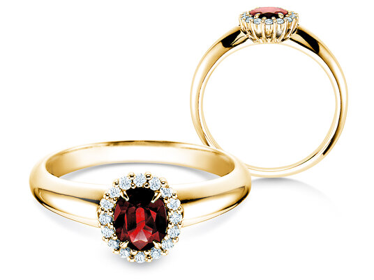 Anillo de compromiso Windsor en 9K oro blanco con rubí 0,60ct y diamantes 0,12ct