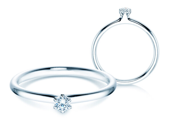 Anillo de compromiso Classic 6 en plata 925/- con diamante 0,07ct H/SI