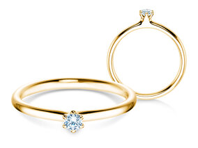 Anillo de compromiso Classic 6 en 14K oro amarillo con diamante 0,07ct G/SI