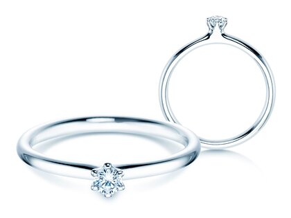 Anillo de compromiso Classic 6 en 18K oro blanco con diamante 0,10ct H/SI