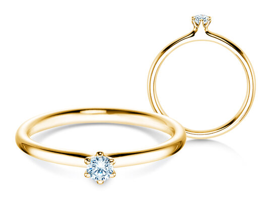 Anillo de compromiso Classic 6 en 18K oro amarillo con diamante 0,10ct H/SI