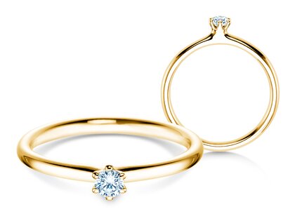 Anillo de compromiso Classic 6 en 18K oro amarillo con diamante 0,10ct H/SI