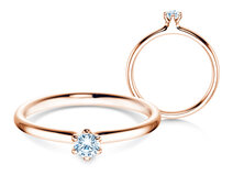 Anillo de compromiso Classic 6 en 9K oro rosa con diamante 0,15ct G/SI