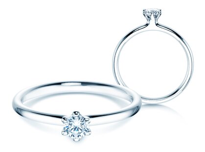 Anillo de compromiso Classic 6 en 18K oro blanco con diamante 0,20ct G/SI