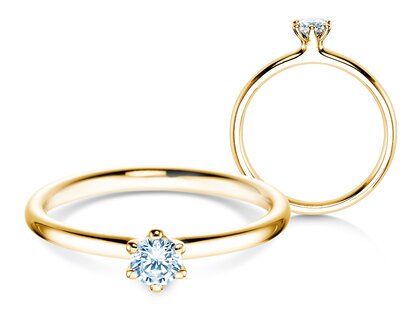 Anillo de compromiso Classic 6 en 9K oro amarillo con diamante 0,20ct H/SI