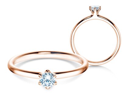 Anillo de compromiso Classic 6 en 14K oro rosa con diamante 0,20ct G/IF
