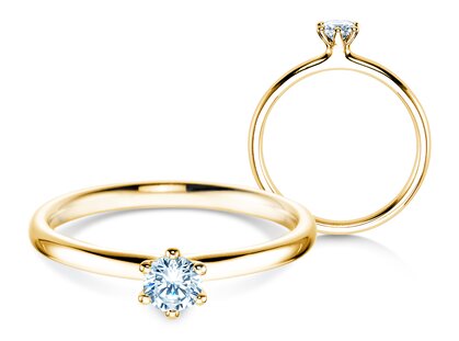 Anillo de compromiso Classic 6 en 9K oro amarillo con diamante 0,25ct H/SI