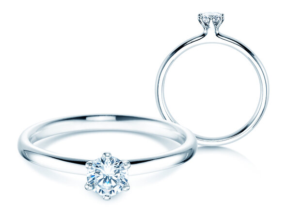 Anillo de compromiso Classic 6 en 14K oro blanco con diamante 0,30ct G/IF