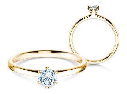 Anillo de compromiso Classic 6 en 14K oro amarillo con diamante 0,30ct G/SI