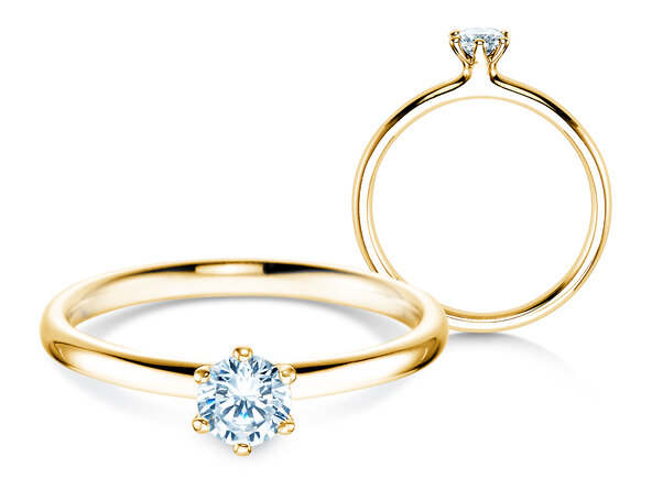 Anillo de compromiso Classic 6 en 14K oro amarillo con diamante 0,30ct H/SI