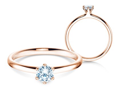 Anillo de compromiso Classic 6 en 18K oro rosa con diamante 0,30ct H/SI
