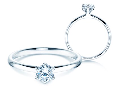 Anillo de compromiso Classic 6 en 14K oro blanco con diamante 0,40ct G/SI