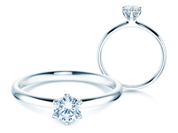 Anillo de compromiso Classic 6 en 14K oro blanco con diamante 0,40ct G/SI