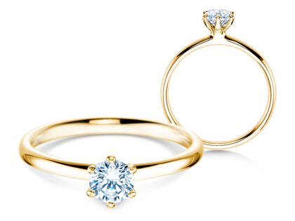 Anillo de compromiso Classic 6 en 14K oro amarillo con diamante 0,40ct H/SI