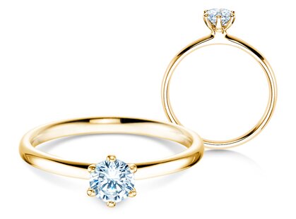 Anillo de compromiso Classic 6 en 18K oro amarillo con diamante 0,40ct G/SI