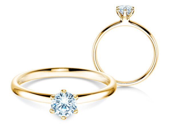 Anillo de compromiso Classic 6 en 14K oro amarillo con diamante 0,40ct H/SI
