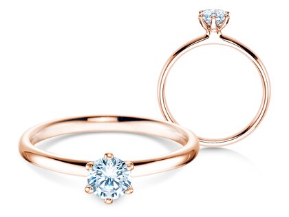 Anillo de compromiso Classic 6 en 18K oro rosa con diamante 0,40ct H/SI