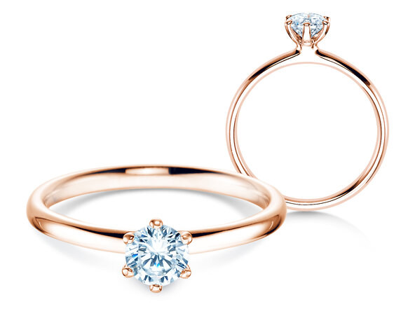 Anillo de compromiso Classic 6 en 18K oro rosa con diamante 0,40ct H/SI
