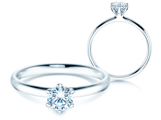 Anillo de compromiso Classic 6 en 18K oro blanco con diamante 0,50ct D/IF