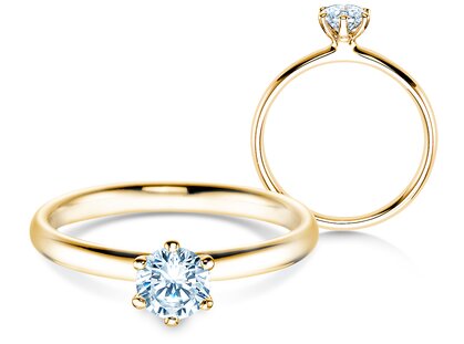 Anillo de compromiso Classic 6 en 9K oro amarillo con diamante 0,50ct H/SI