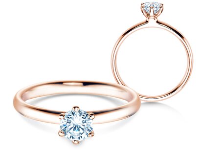 Anillo de compromiso Classic 6 en 9K oro rosa con diamante 0,50ct H/SI