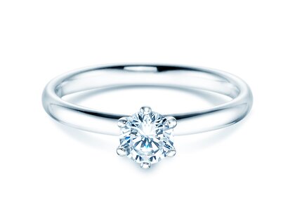 Anillo de compromiso Classic 6 en 18K oro blanco con diamante 0,50ct D/IF
