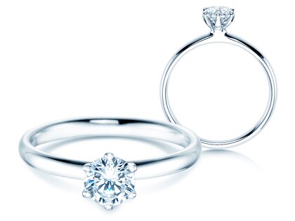 Anillo de compromiso Classic 6 en 18K oro blanco con diamante 0,60ct H/SI