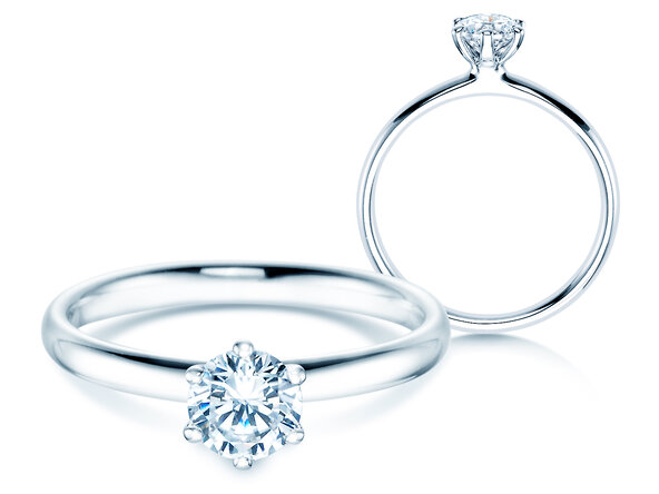 Anillo de compromiso Classic 6 en 18K oro blanco con diamante 0,60ct H/SI