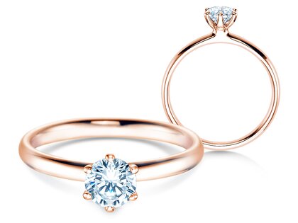 Anillo de compromiso Classic 6 en 18K oro rosa con diamante 0,60ct H/SI