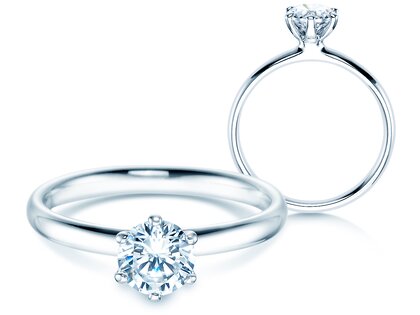 Anillo de compromiso Classic 6 en 18K oro blanco con diamante 0,75ct H/SI