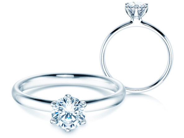 Anillo de compromiso Classic 6 en 18K oro blanco con diamante 0,75ct H/SI