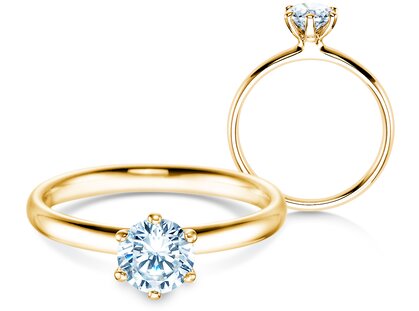 Anillo de compromiso Classic 6 en 9K oro amarillo con diamante 0,75ct G/SI