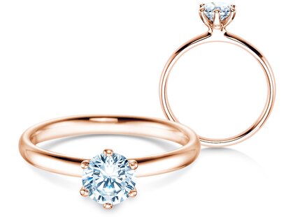 Anillo de compromiso Classic 6 en 9K oro rosa con diamante 0,75ct G/SI
