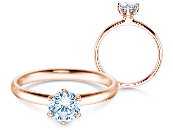 Anillo de compromiso Classic 6 en 18K oro rosa con diamante 0,75ct H/SI